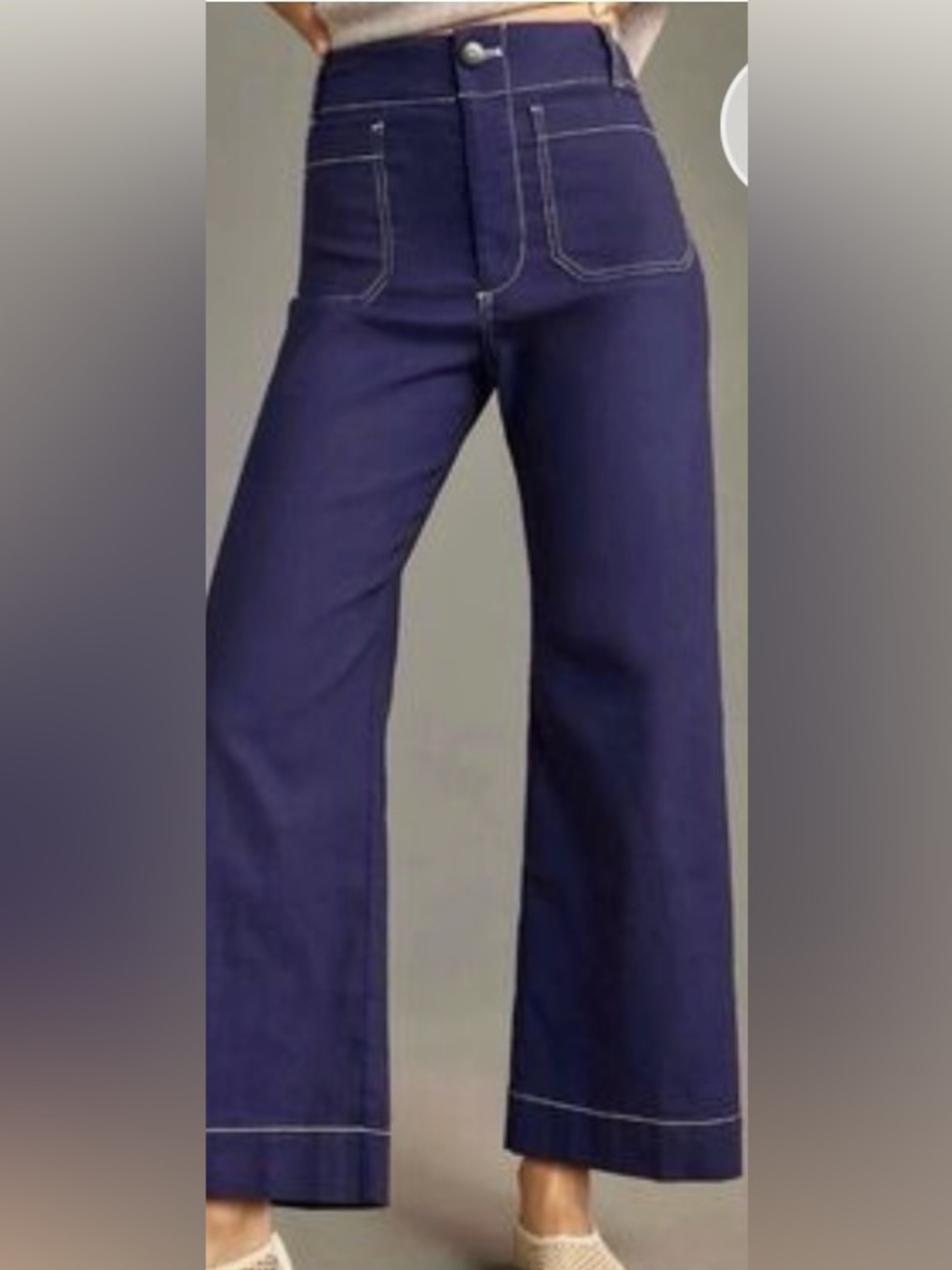 Anthropologie Maeve Colette Wide Leg Crop Pant Contrast Stitch Edition 29